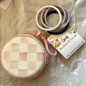 MacKenzie-Childs x goody Pink and White Checkered Hair Tie Set